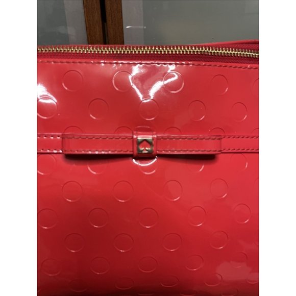Kate Spade Red Polka Dot Patent Leather Weekender Shoulder Tote Bag Shopper